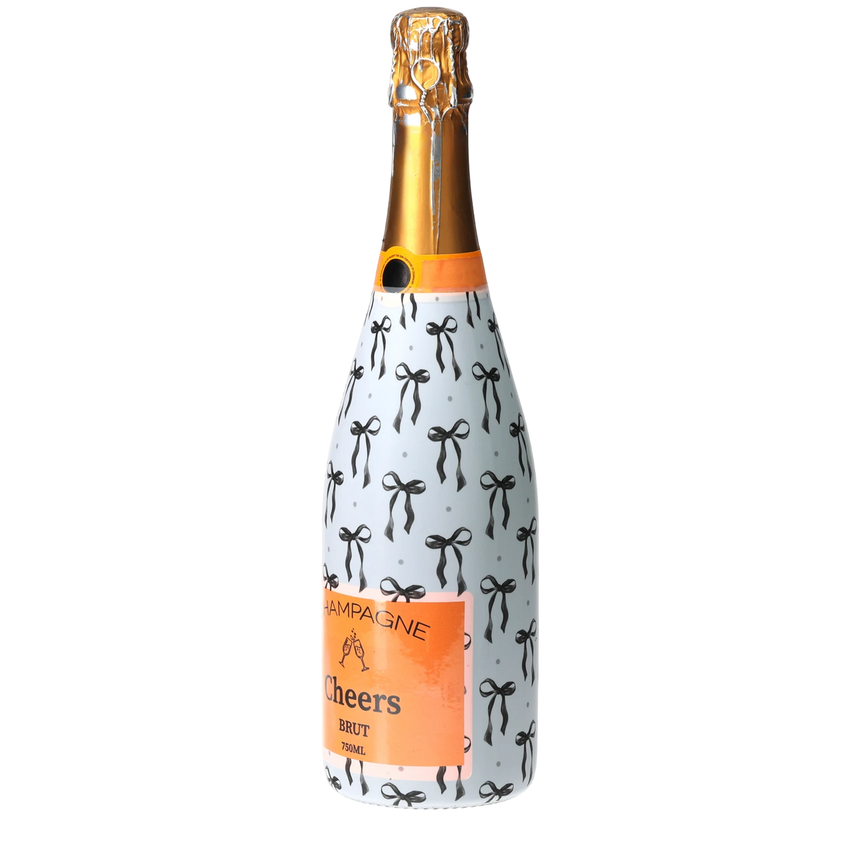Grandmillennial Black Bow Champagne Bottle Wrap