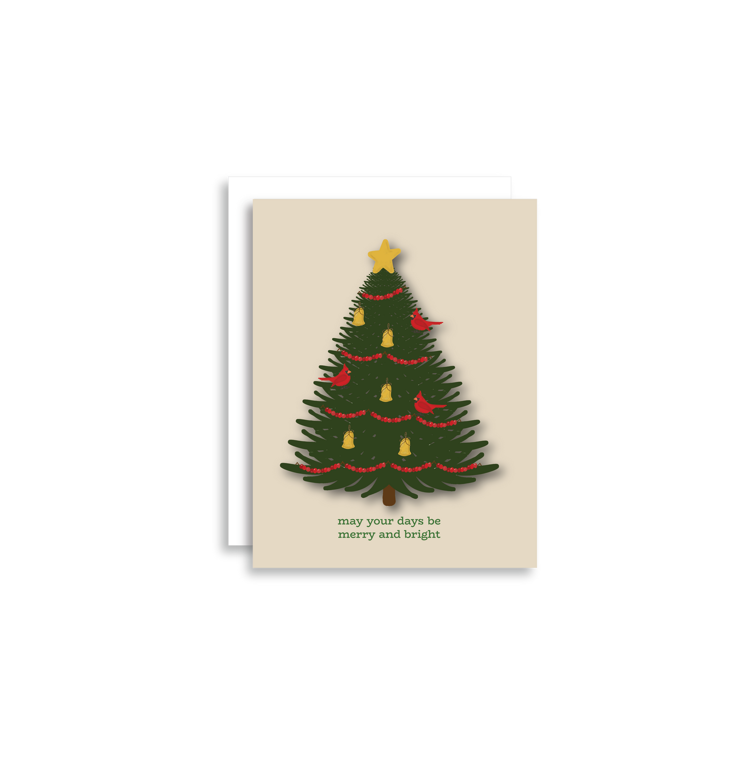 Merry and Bright Christmas Tree Holiday Greeting Card