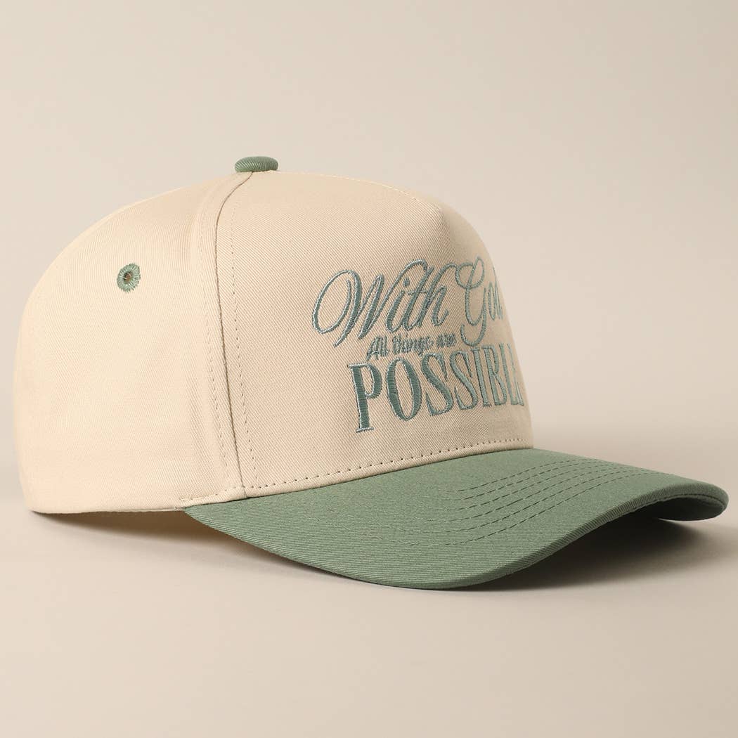 SAGE With God All Possible Embroidery Baseball Cap