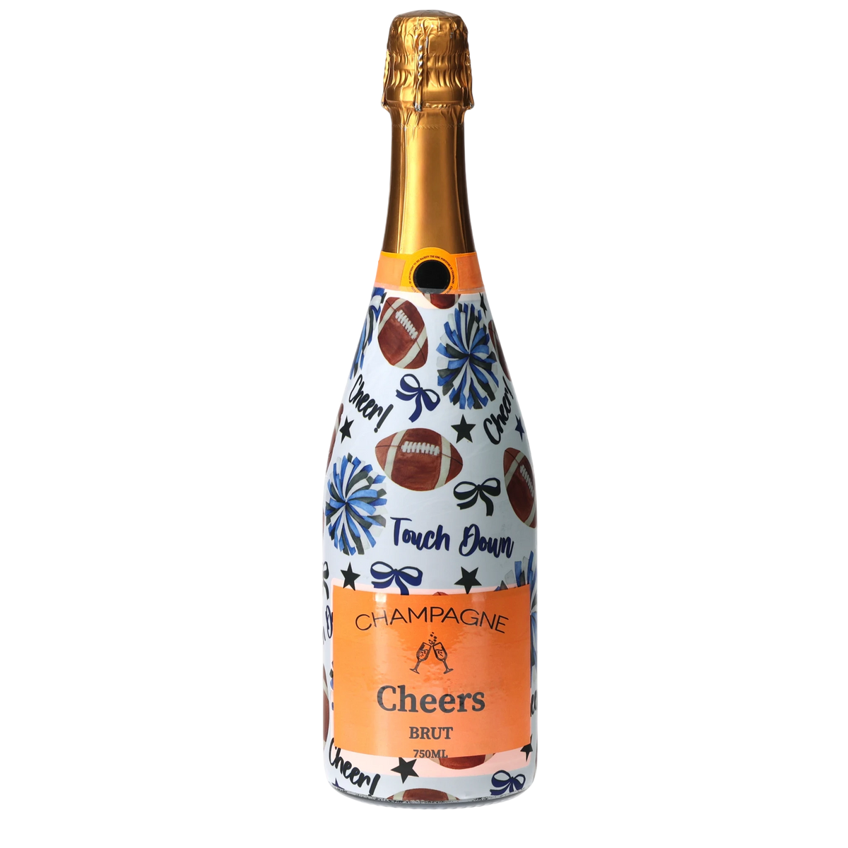 Royal Blue & White Game Day Champagne Bottle Wrap