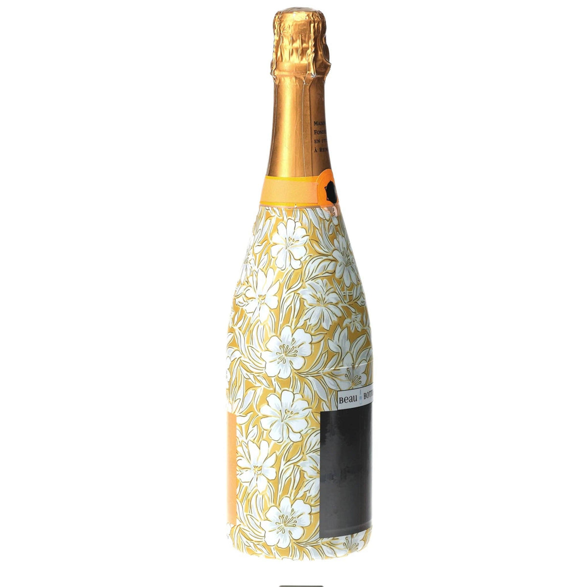 Grandmillennial Gold Flower Champagne Bottle Wrap
