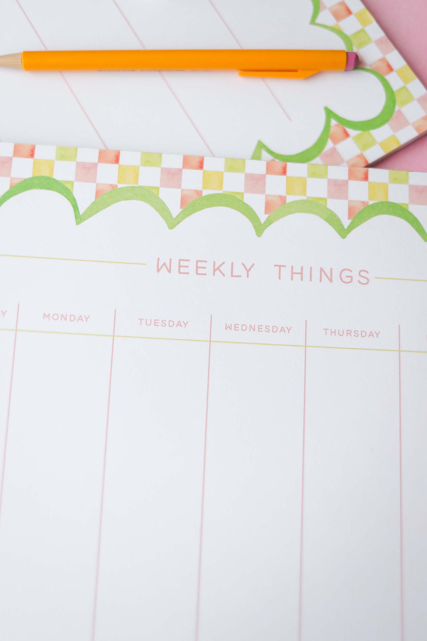 Whimsical weekly things checker print notepad