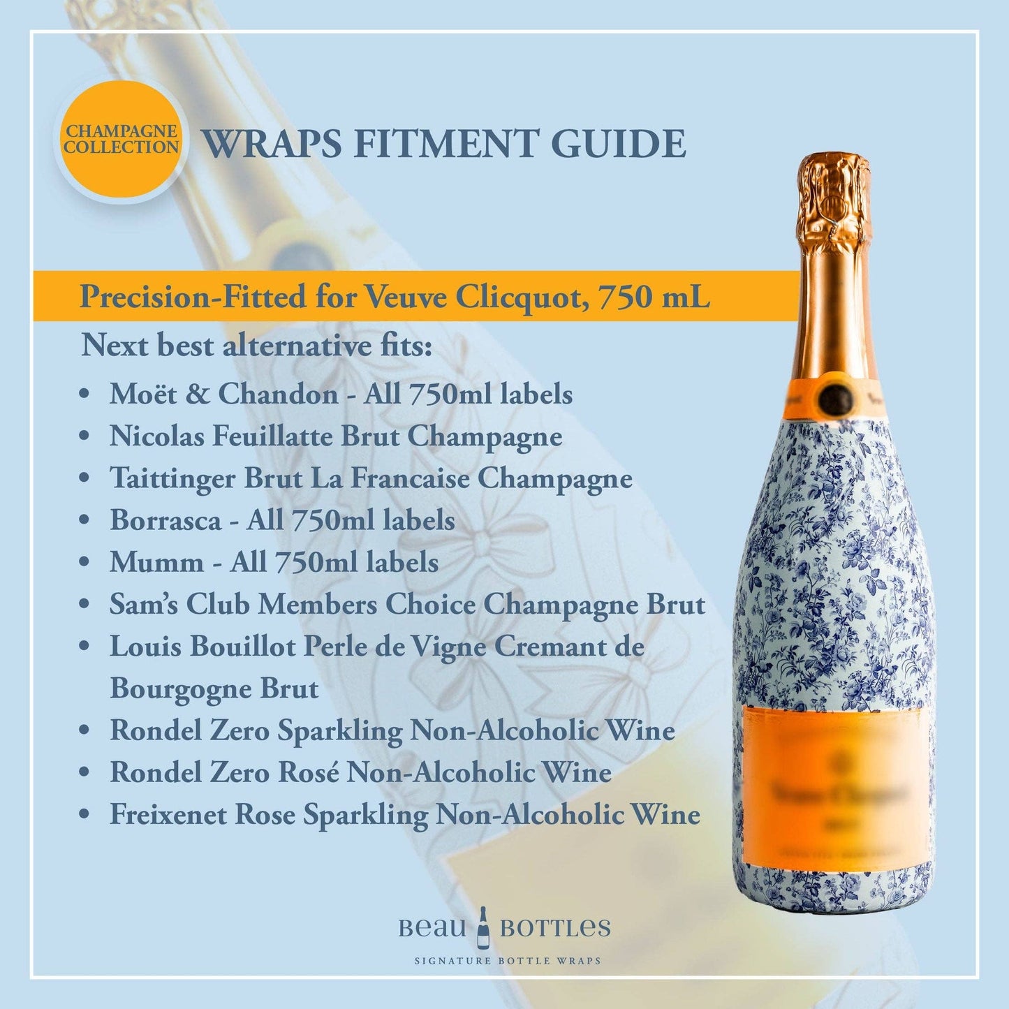 Beau Bottles Powder Blue Picnic Gingham- Champagne Collection