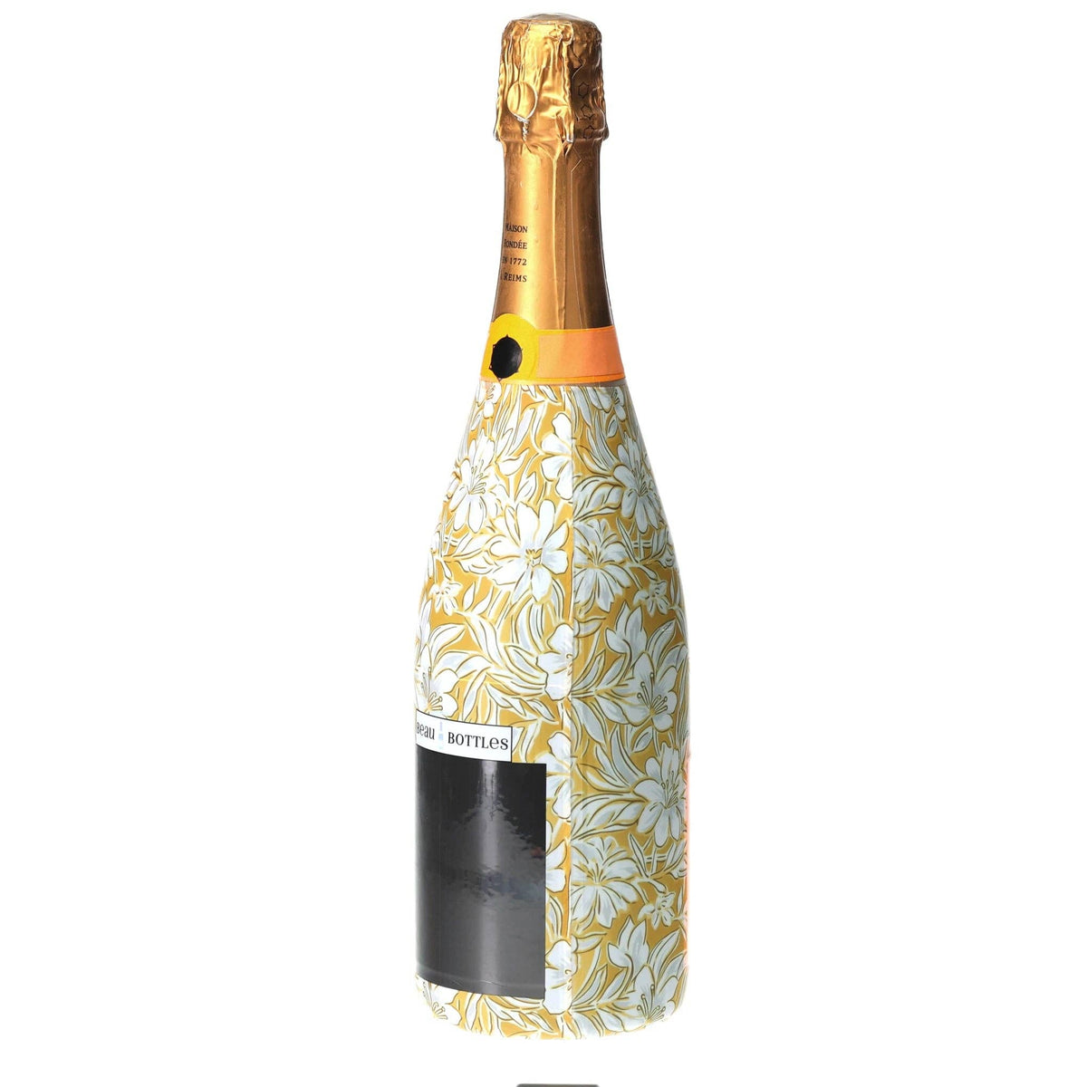 Grandmillennial Gold Flower Champagne Bottle Wrap