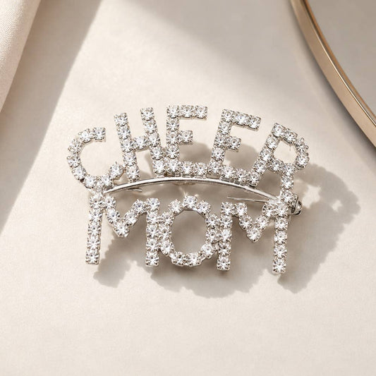 Cheer Mom Rhinestone Pin Brooch