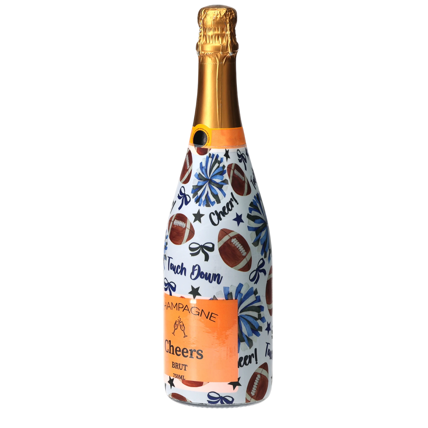 Royal Blue & White Game Day Champagne Bottle Wrap