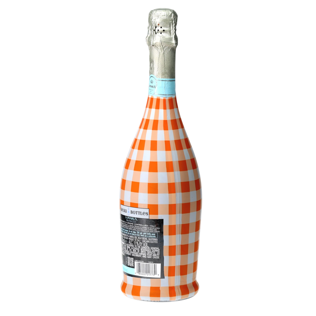 Orange & White Gingham Prosecco Bottle Wrap