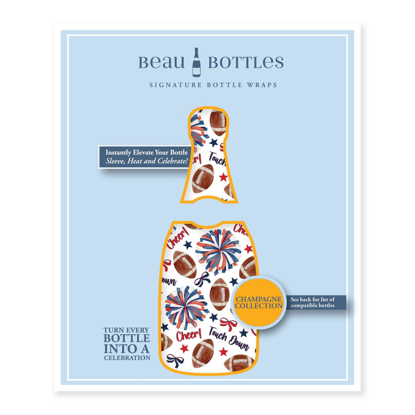 Red & Navy Game Day Champagne Bottle Wrap