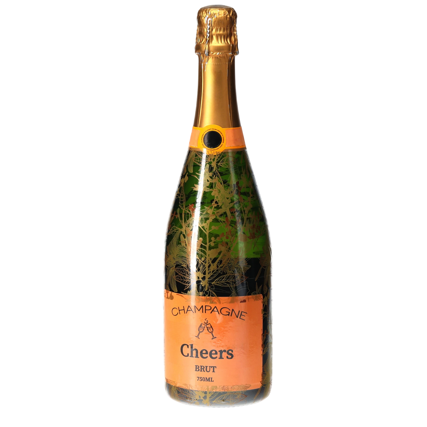Clear Golden Botanical Champagne Bottle Wrap