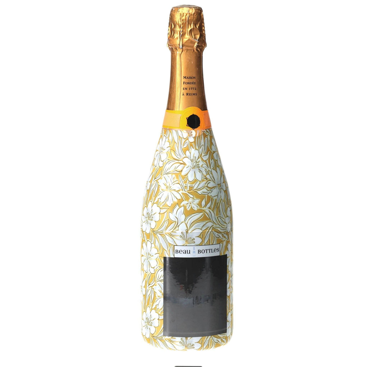 Grandmillennial Gold Flower Champagne Bottle Wrap