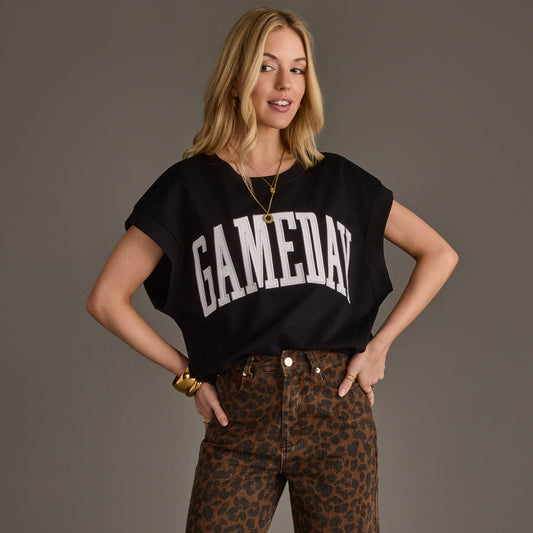 Black & White Game Day Short Sleeve Sweatshirt