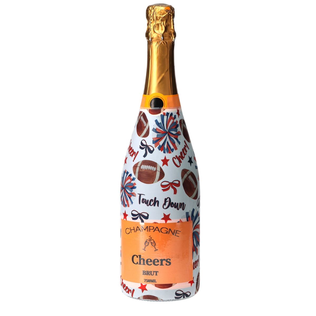 Red & Navy Game Day Champagne Bottle Wrap