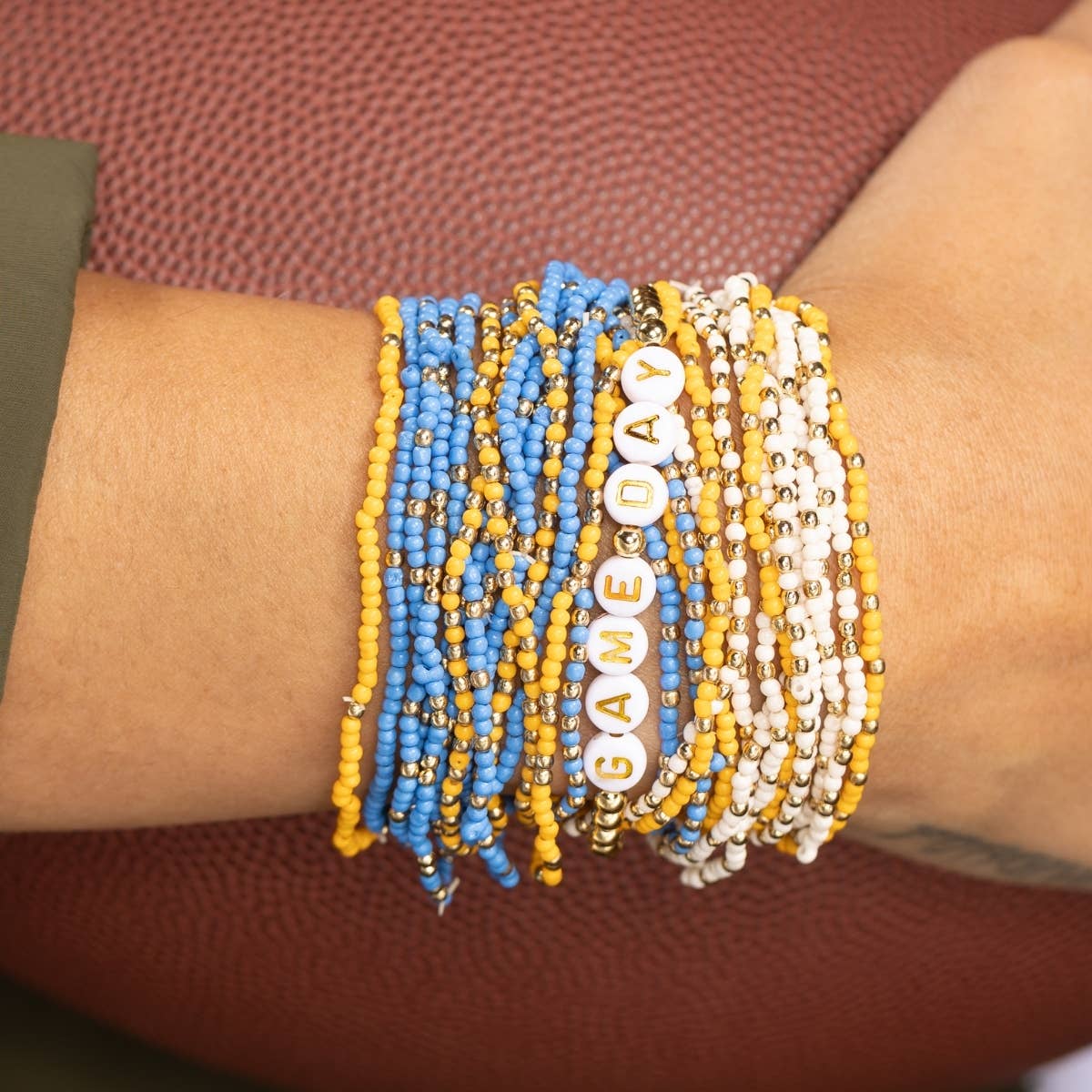 Stretch Seed Bead Solid Game Day Bracelets: Yellow
