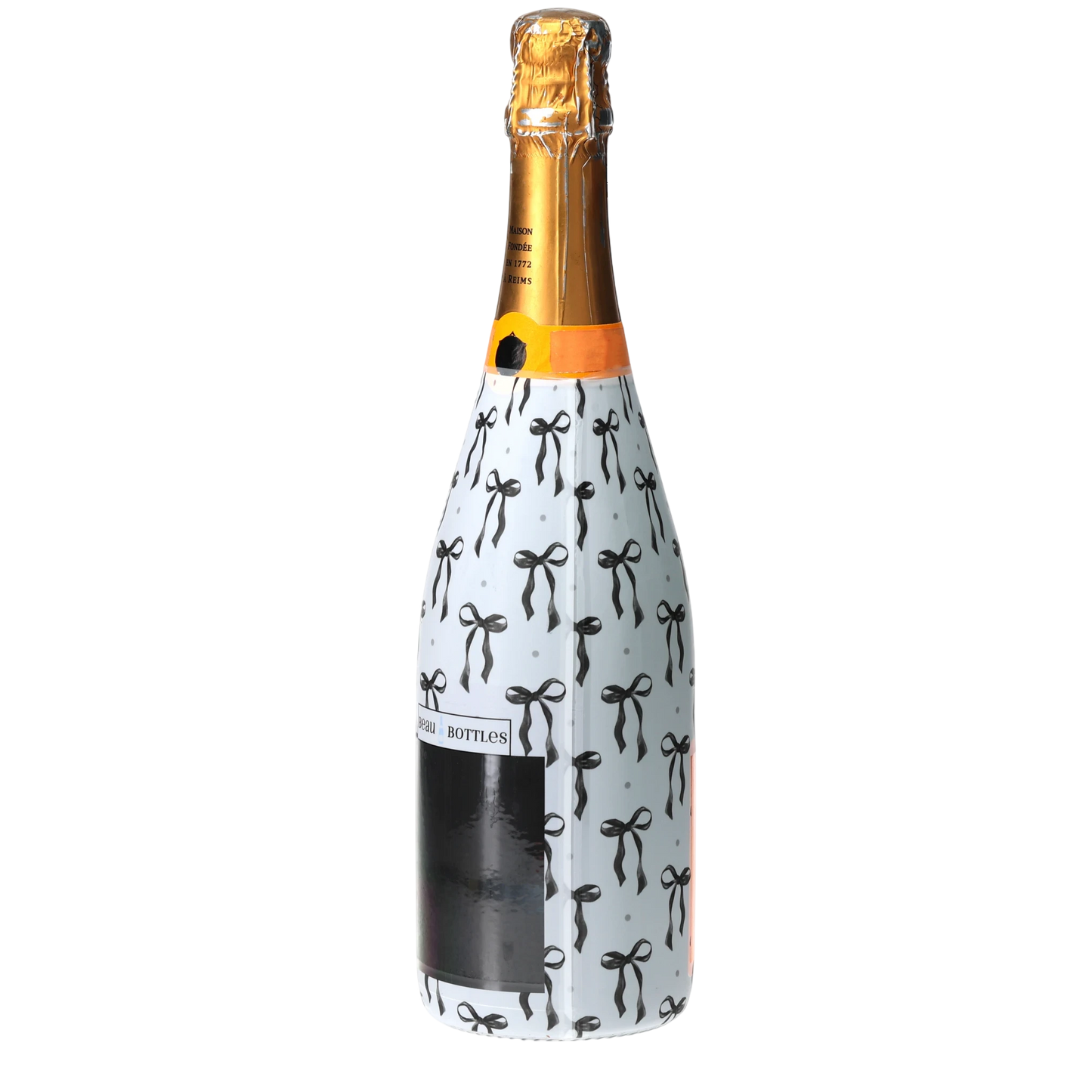 Grandmillennial Black Bow Champagne Bottle Wrap