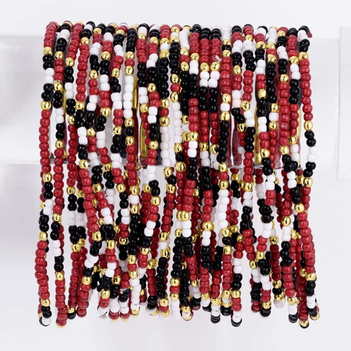 Stretch Seed Bead GAME DAY Bracelets: Navy/Light Blue/White