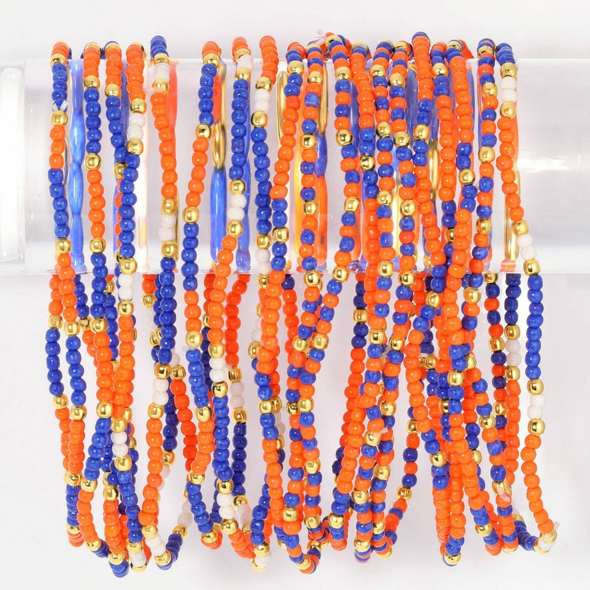 Stretch Seed Bead GAME DAY Bracelets: Red/Black/White