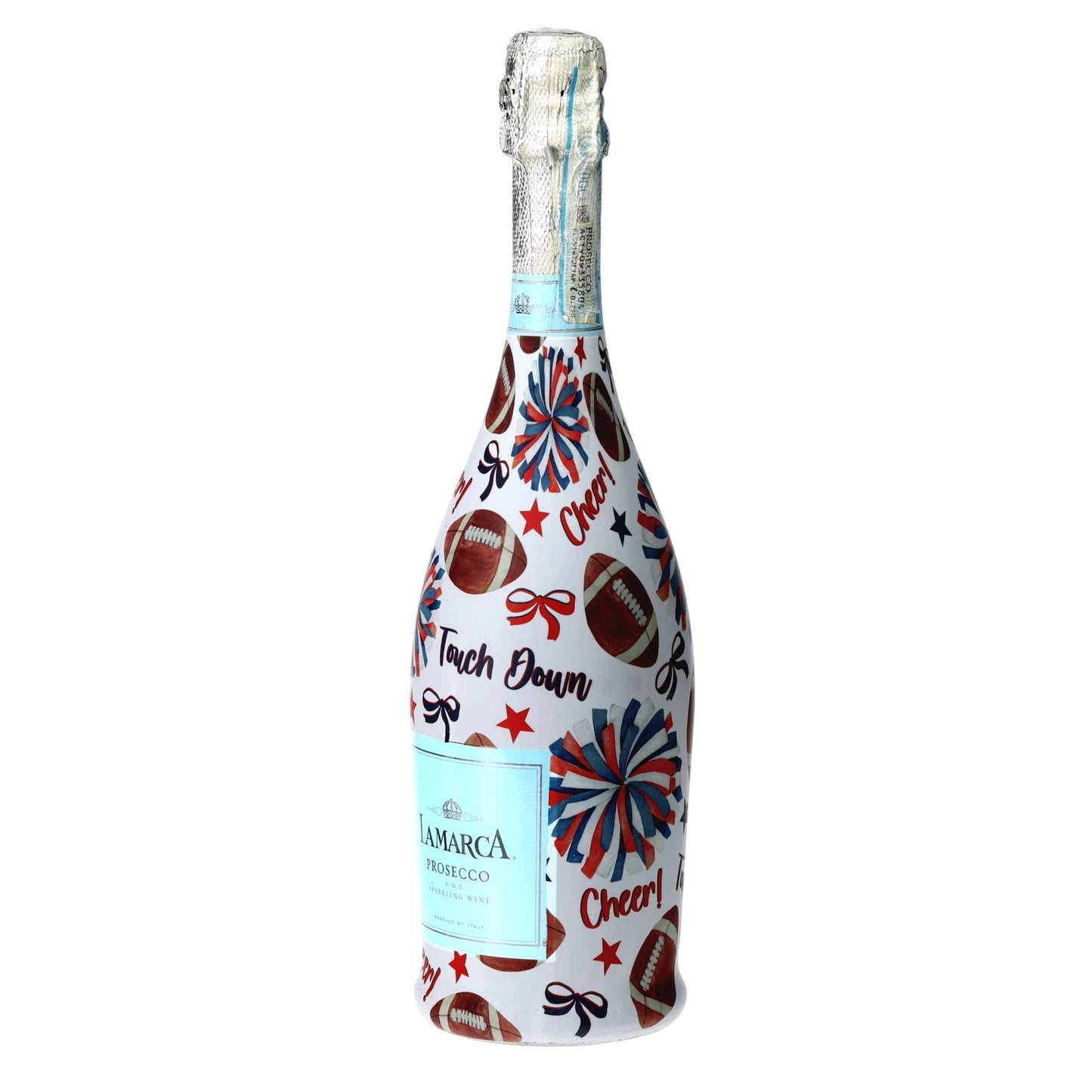 Red & Navy Game Day Prosecco Bottle Wrap