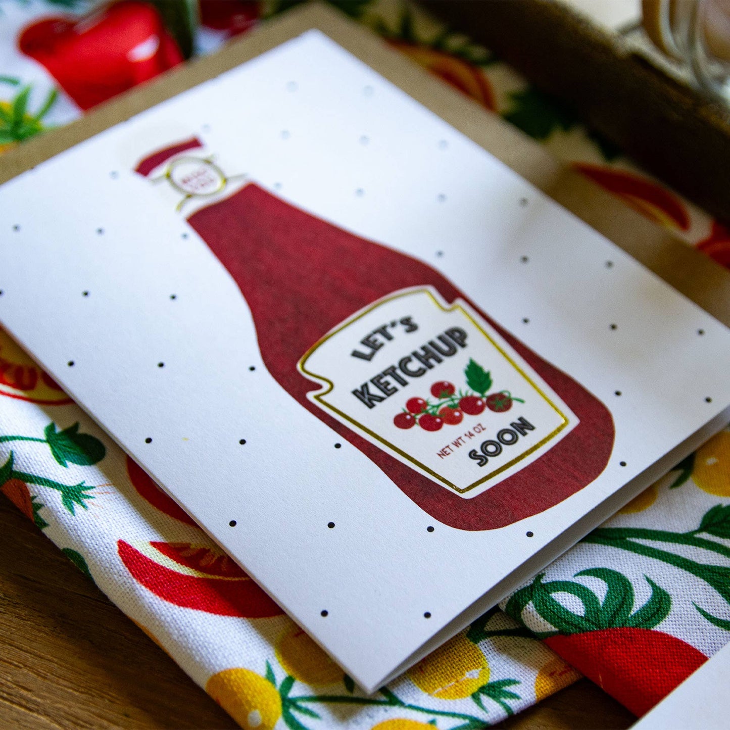 Miss You Ketchup Bottle Tomato Greeting Card