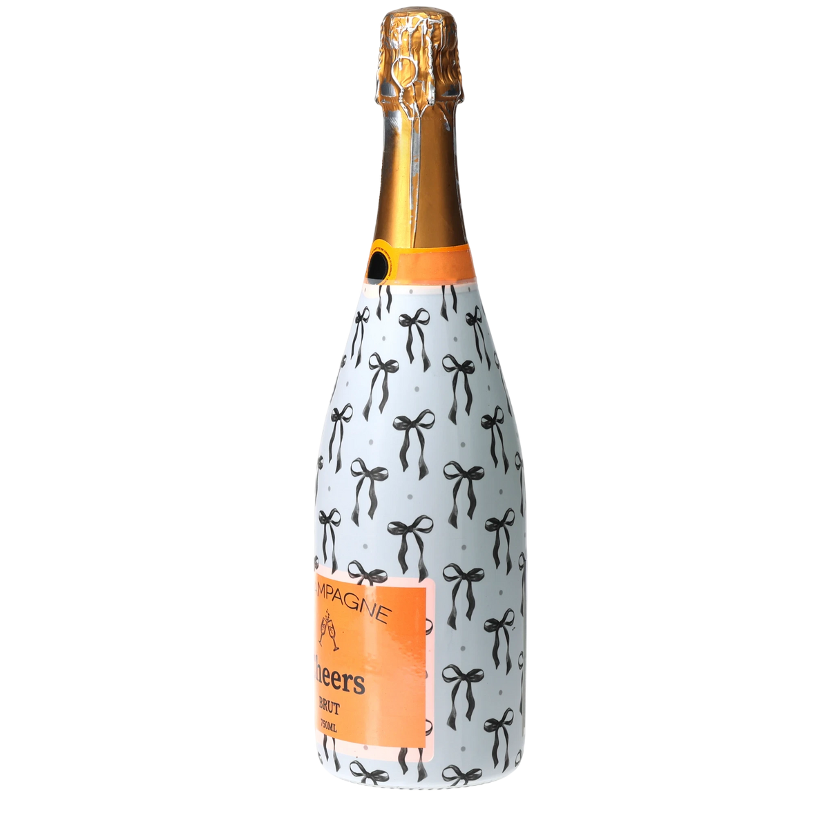 Grandmillennial Black Bow Champagne Bottle Wrap