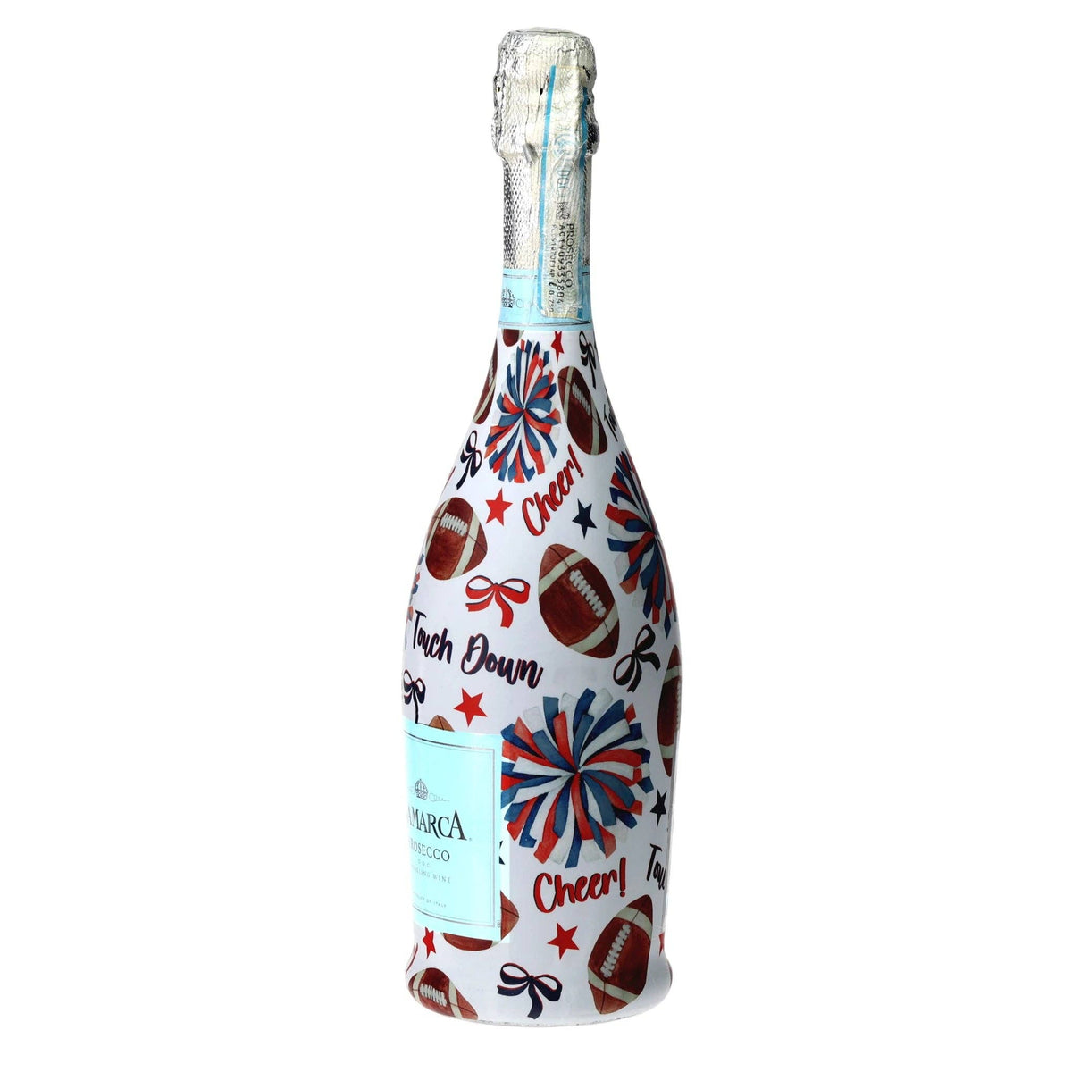 Red & Navy Game Day Prosecco Bottle Wrap