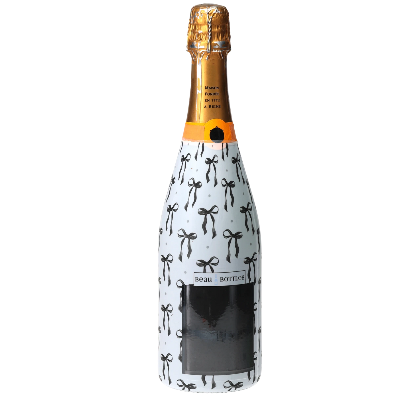 Grandmillennial Black Bow Champagne Bottle Wrap