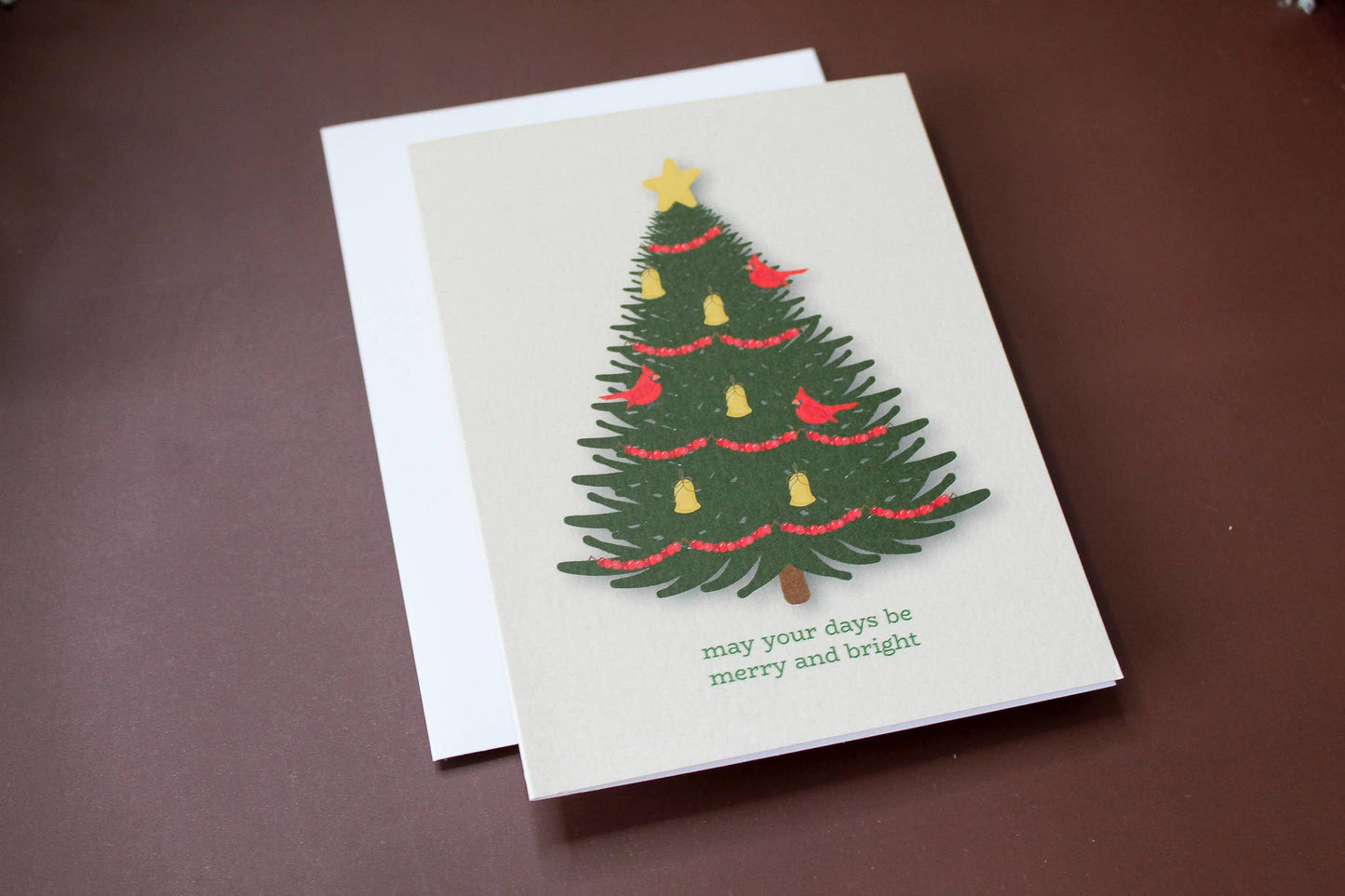 Merry and Bright Christmas Tree Holiday Greeting Card