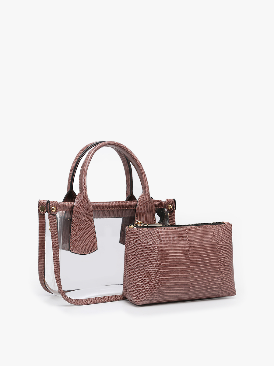 Taupe Stacey Clear Satchel Bag – Removable Inner Bag