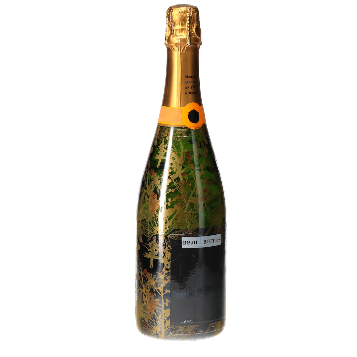 Clear Golden Botanical Champagne Bottle Wrap