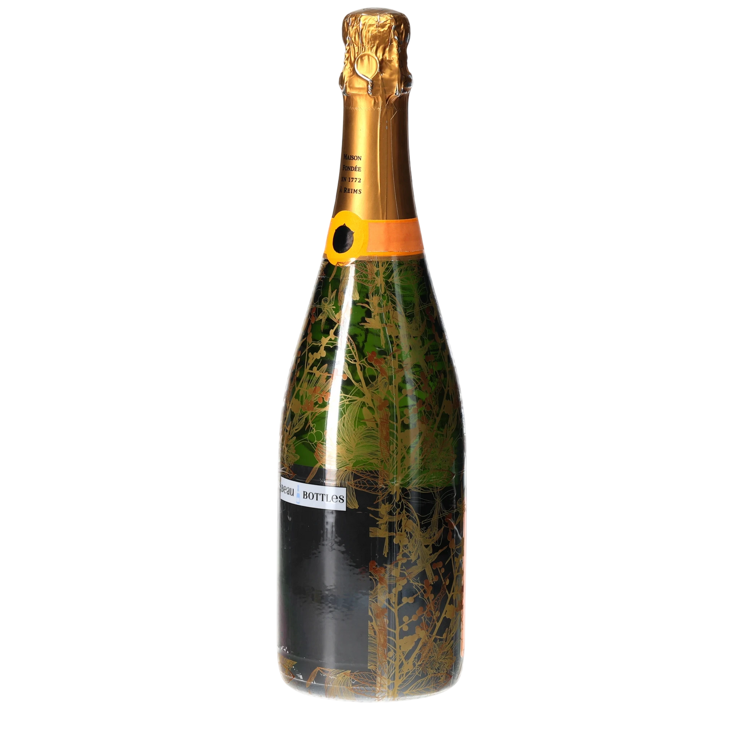 Clear Golden Botanical Champagne Bottle Wrap