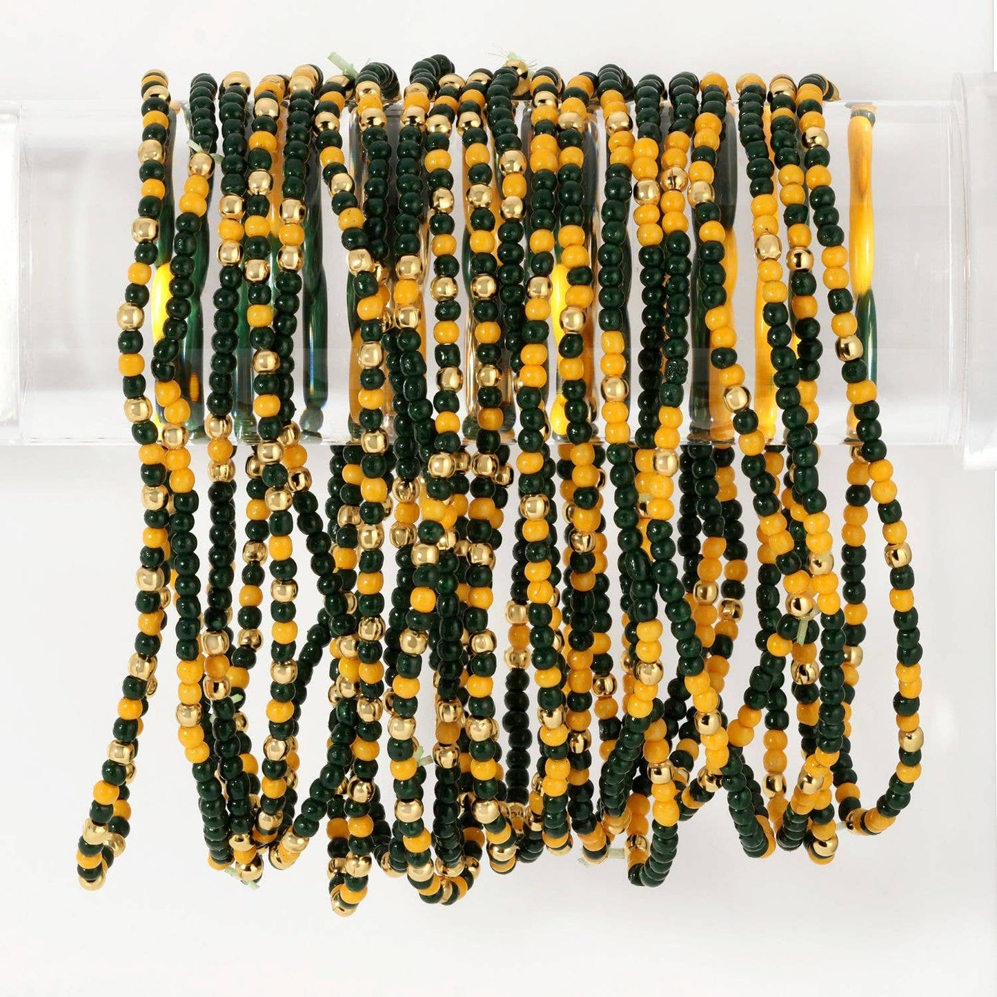 Stretch Seed Bead GAME DAY Bracelets: Crimson/White