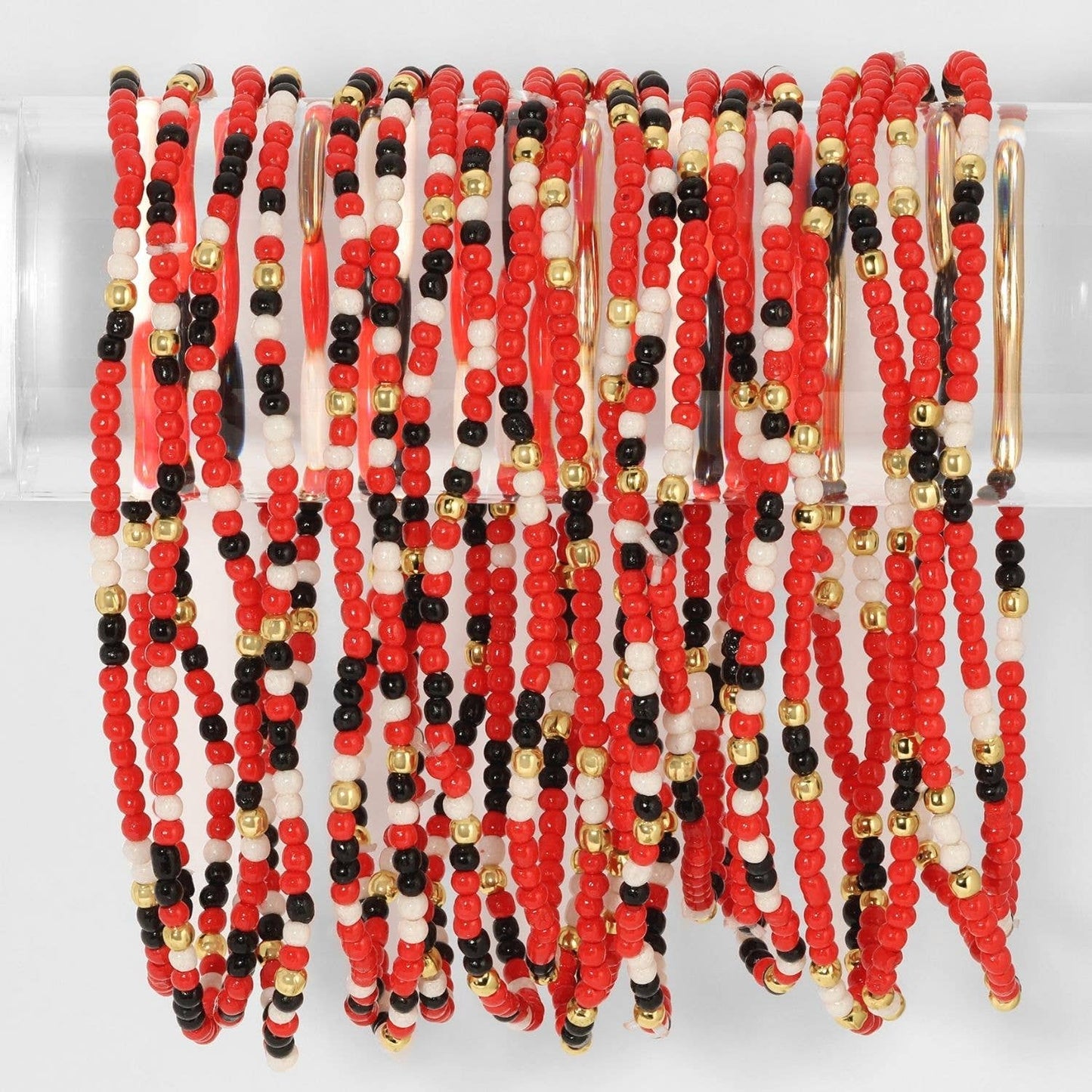 Stretch Seed Bead GAME DAY Bracelets: Blue/White