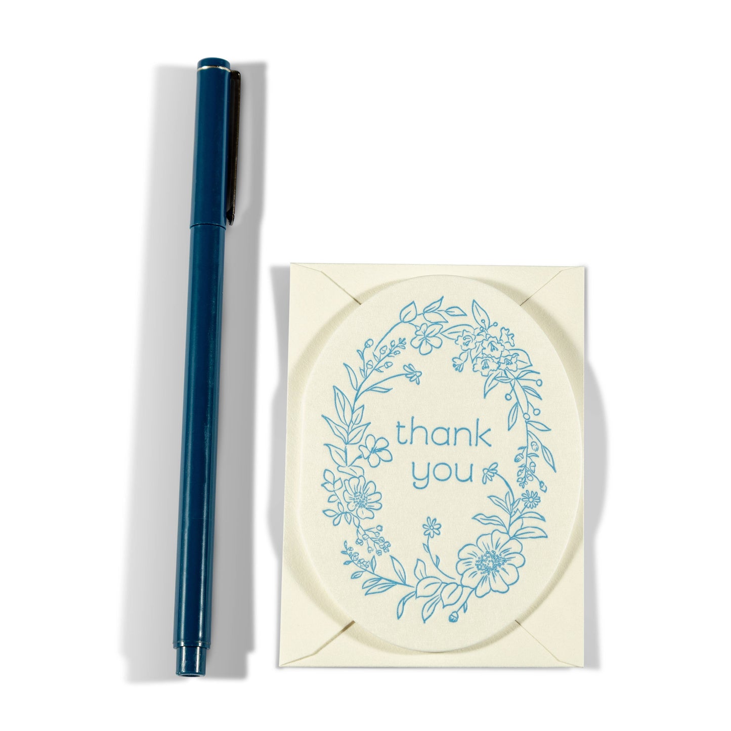 Mini Letterpress Enclosure Card | Blue Thank You