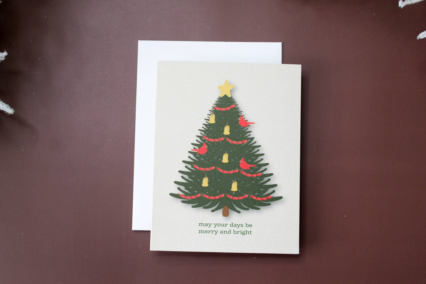 Merry and Bright Christmas Tree Holiday Greeting Card