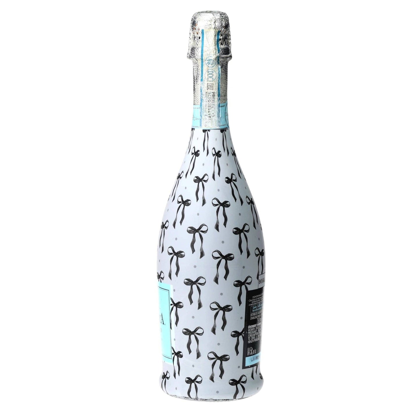Grandmillennial Black Bows Prosecco Bottle Wrap