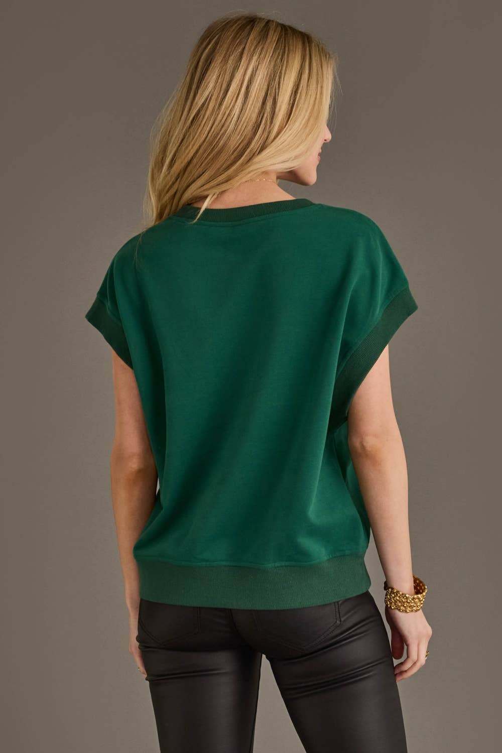 Green & White Game Day Short Sleeve Sweatshirt