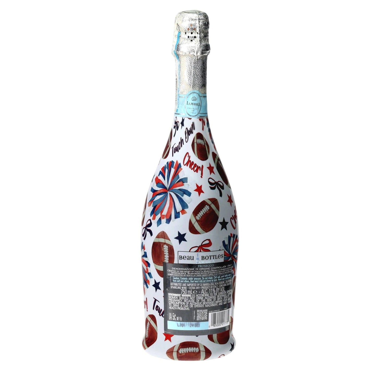 Red & Navy Game Day Prosecco Bottle Wrap