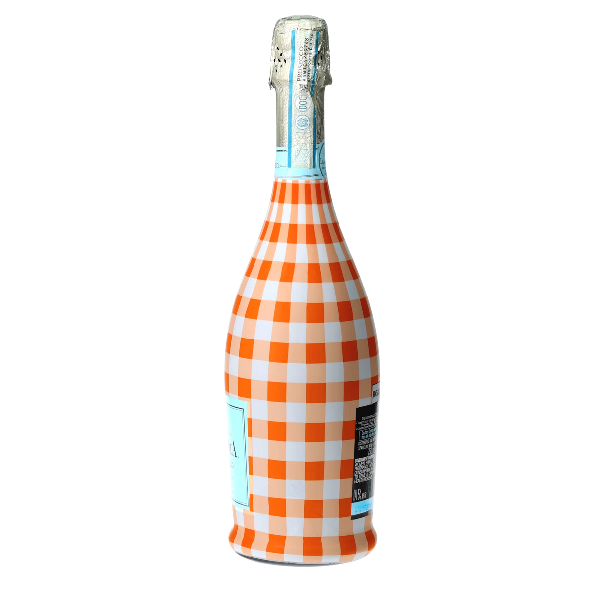 Orange & White Gingham Prosecco Bottle Wrap
