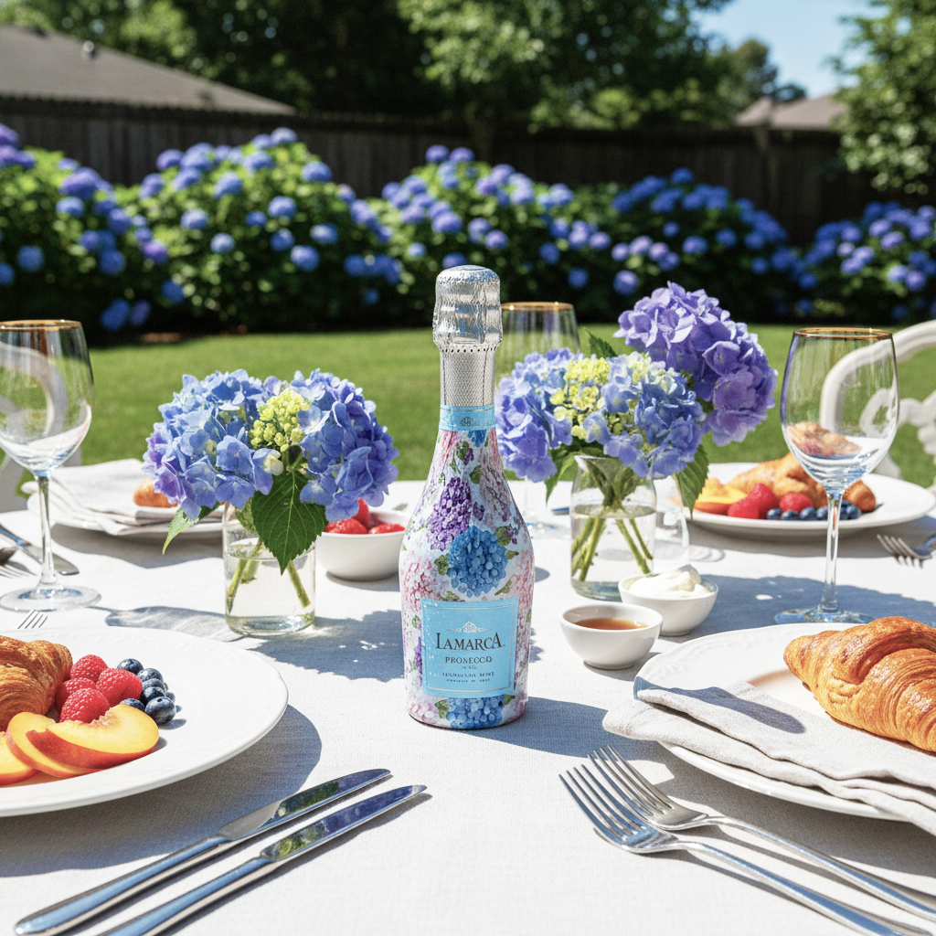 Beau Bottles Blue and Blush Hydrangeas- MINI Prosecco Collection - Set of Six Wraps