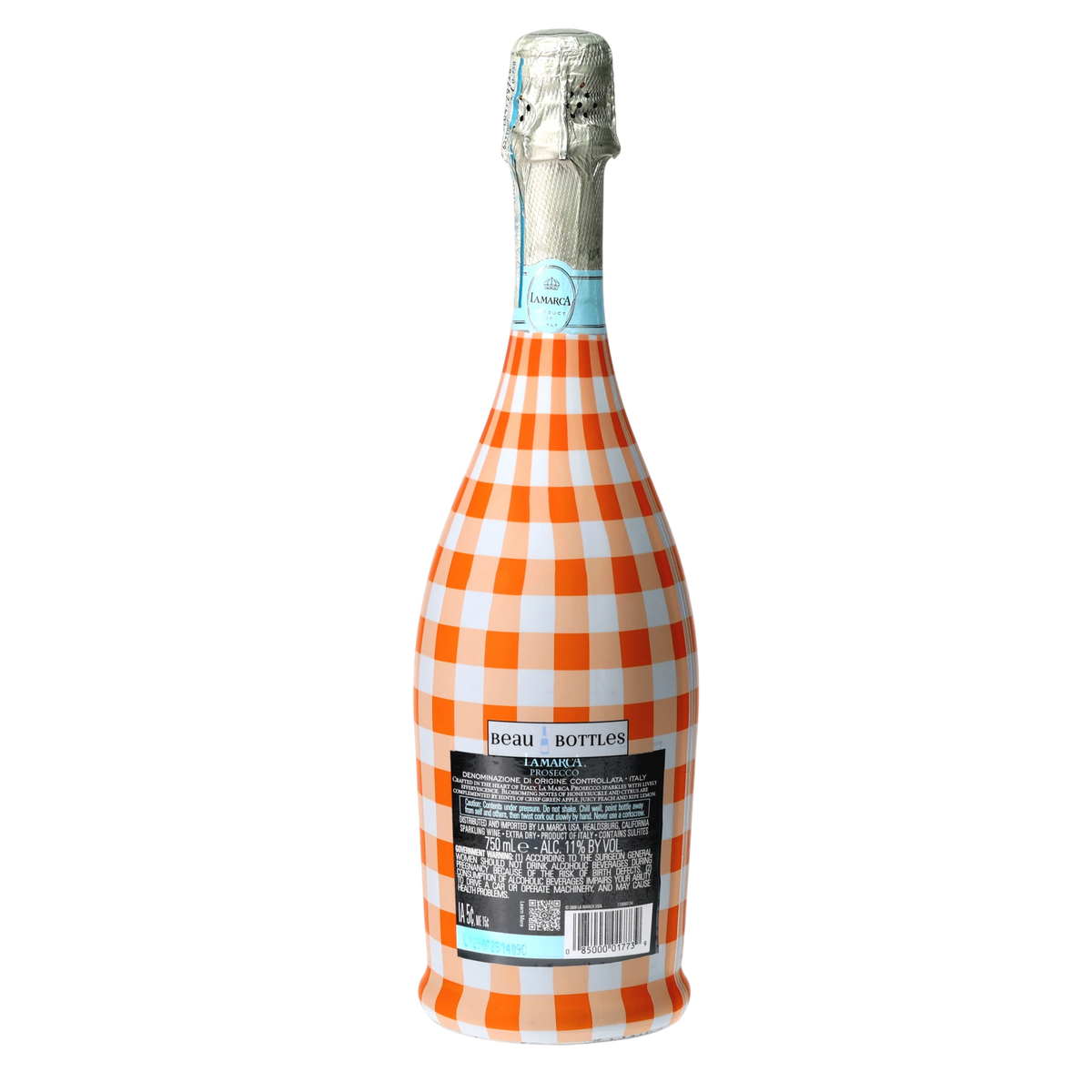Orange & White Gingham Prosecco Bottle Wrap