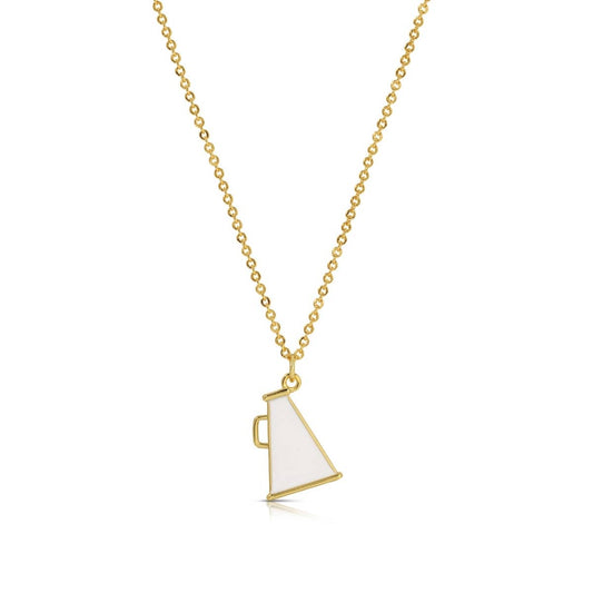 Gameday Spirit! Enamel Megaphone Necklace: Gold