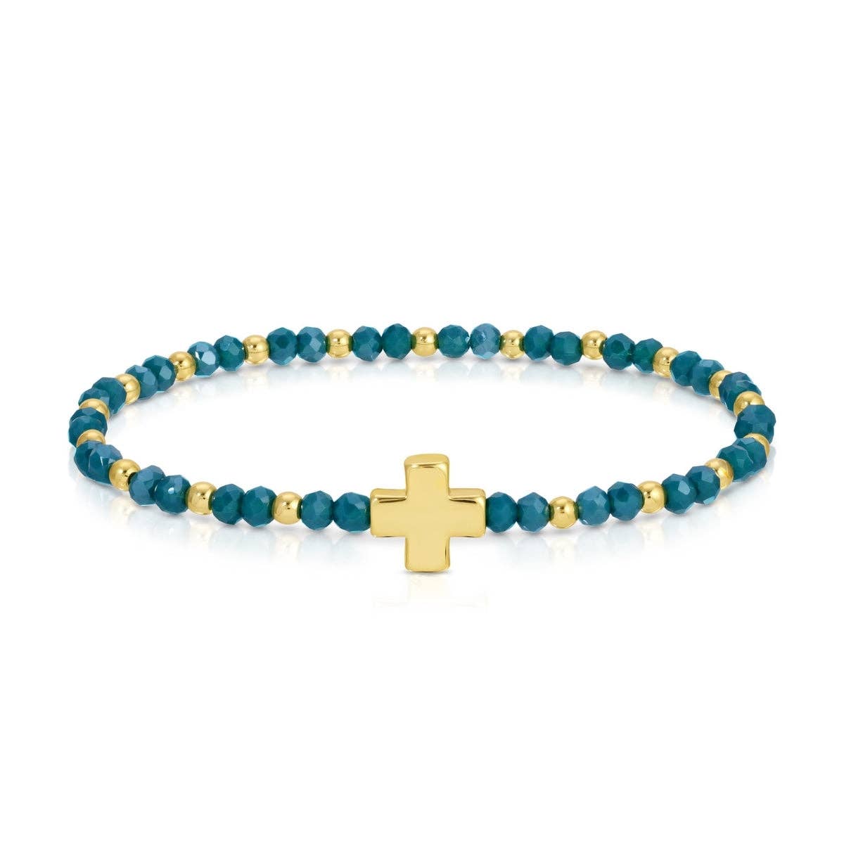 Assorted Crystal Stretch Bracelets w/ Single Balanced Cross: Soft