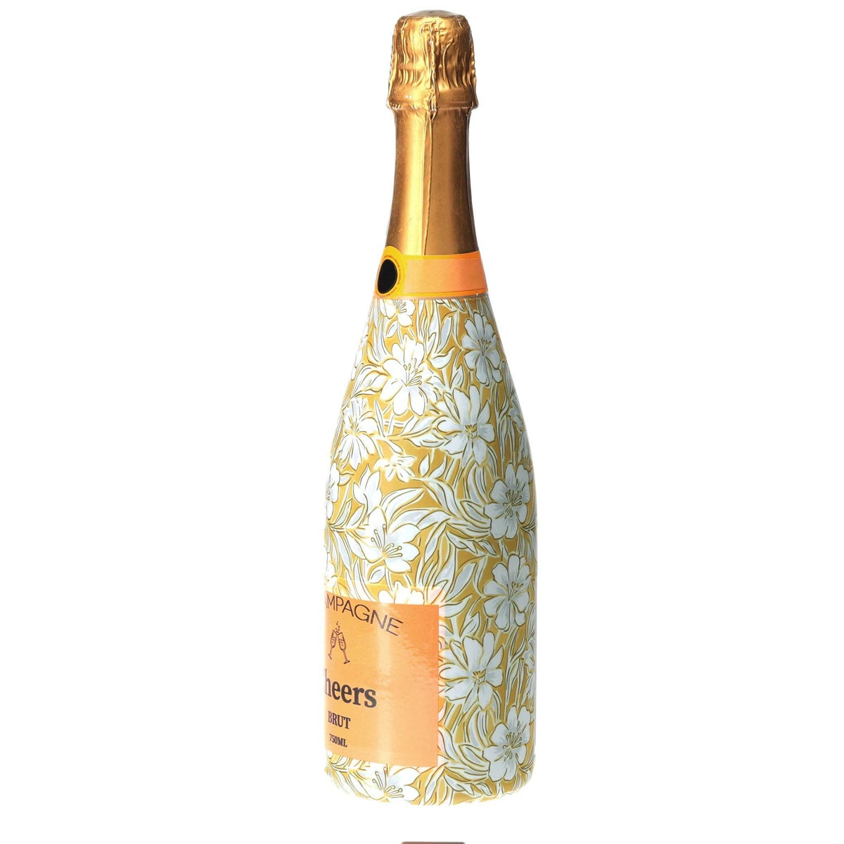 Grandmillennial Gold Flower Champagne Bottle Wrap