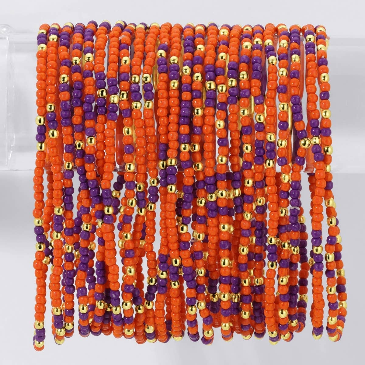 Stretch Seed Bead GAME DAY Bracelets: Green/White