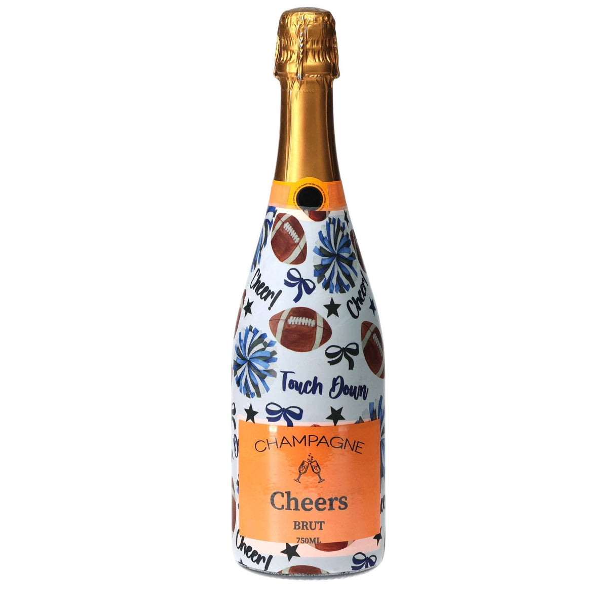 Royal Blue & White Game Day Champagne Bottle Wrap