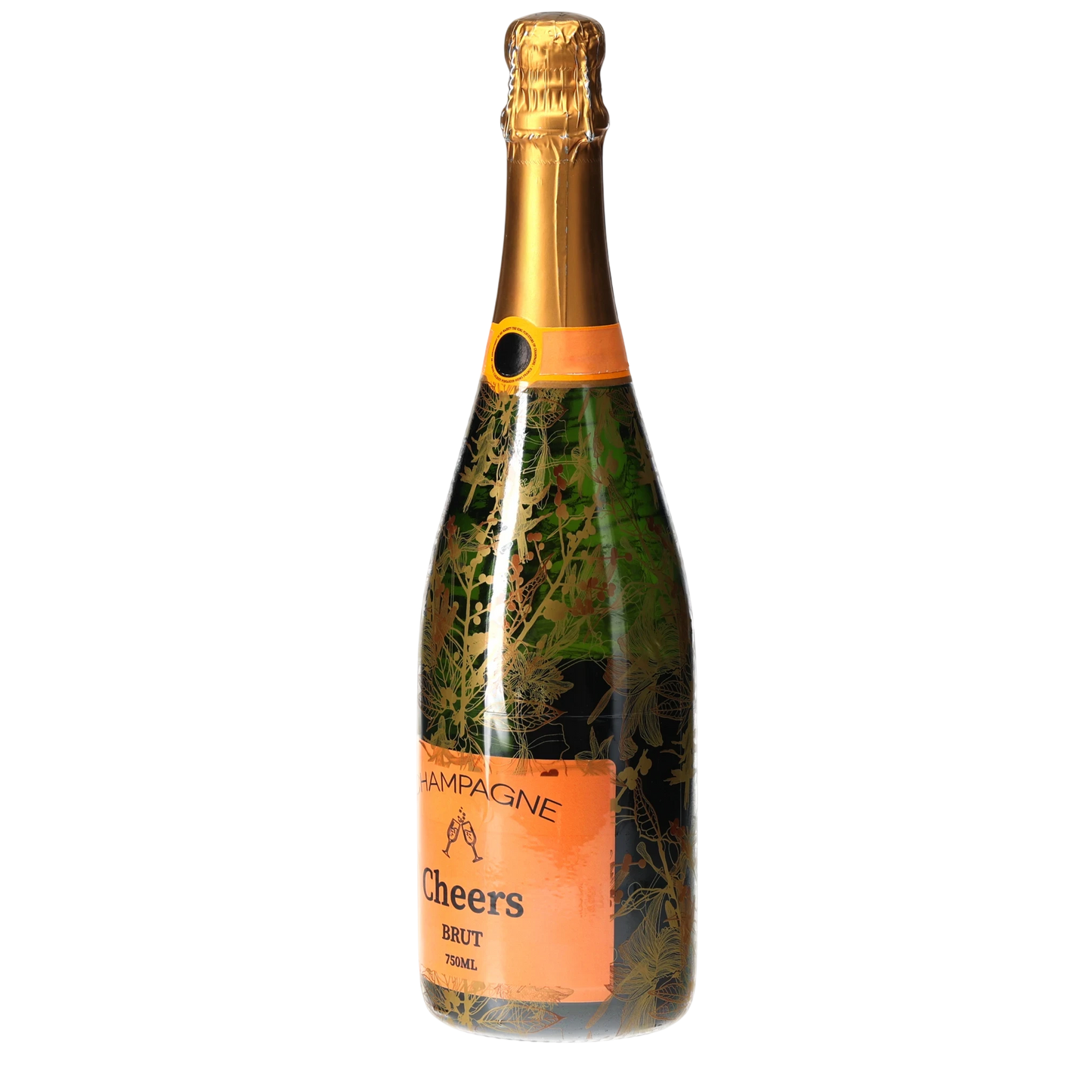 Clear Golden Botanical Champagne Bottle Wrap