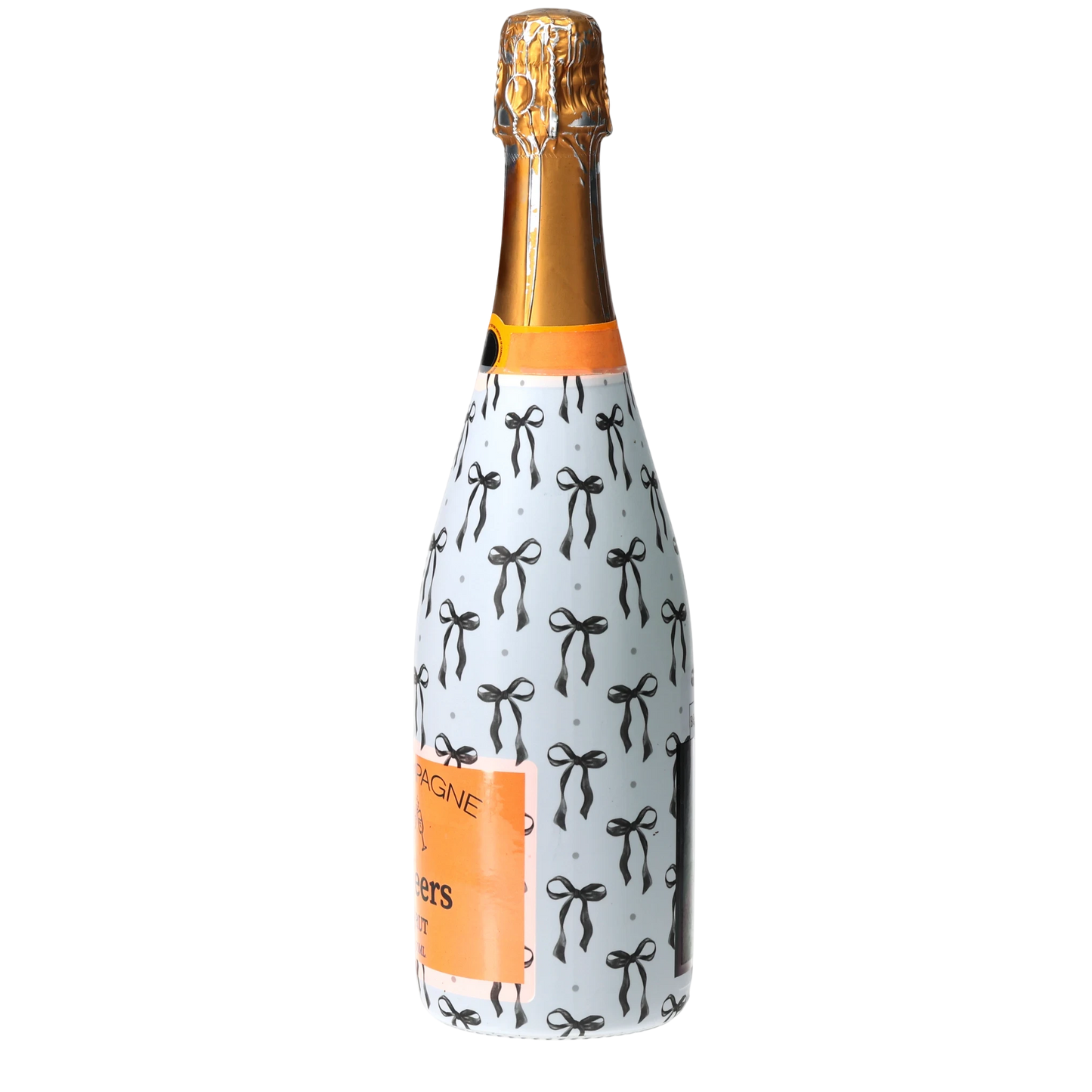 Grandmillennial Black Bow Champagne Bottle Wrap