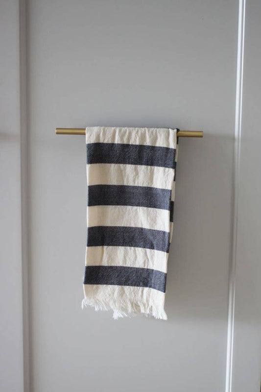 Wide Stripe Single Tea Towel Dark Blue
