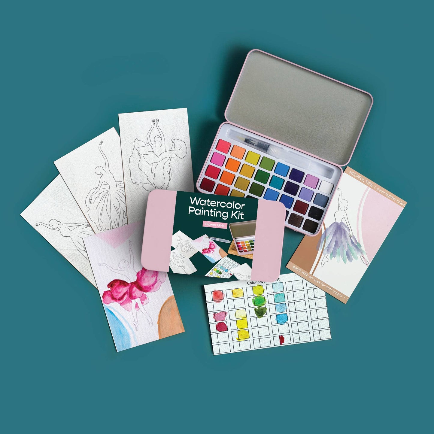 Flower Girls watercolor painting kit