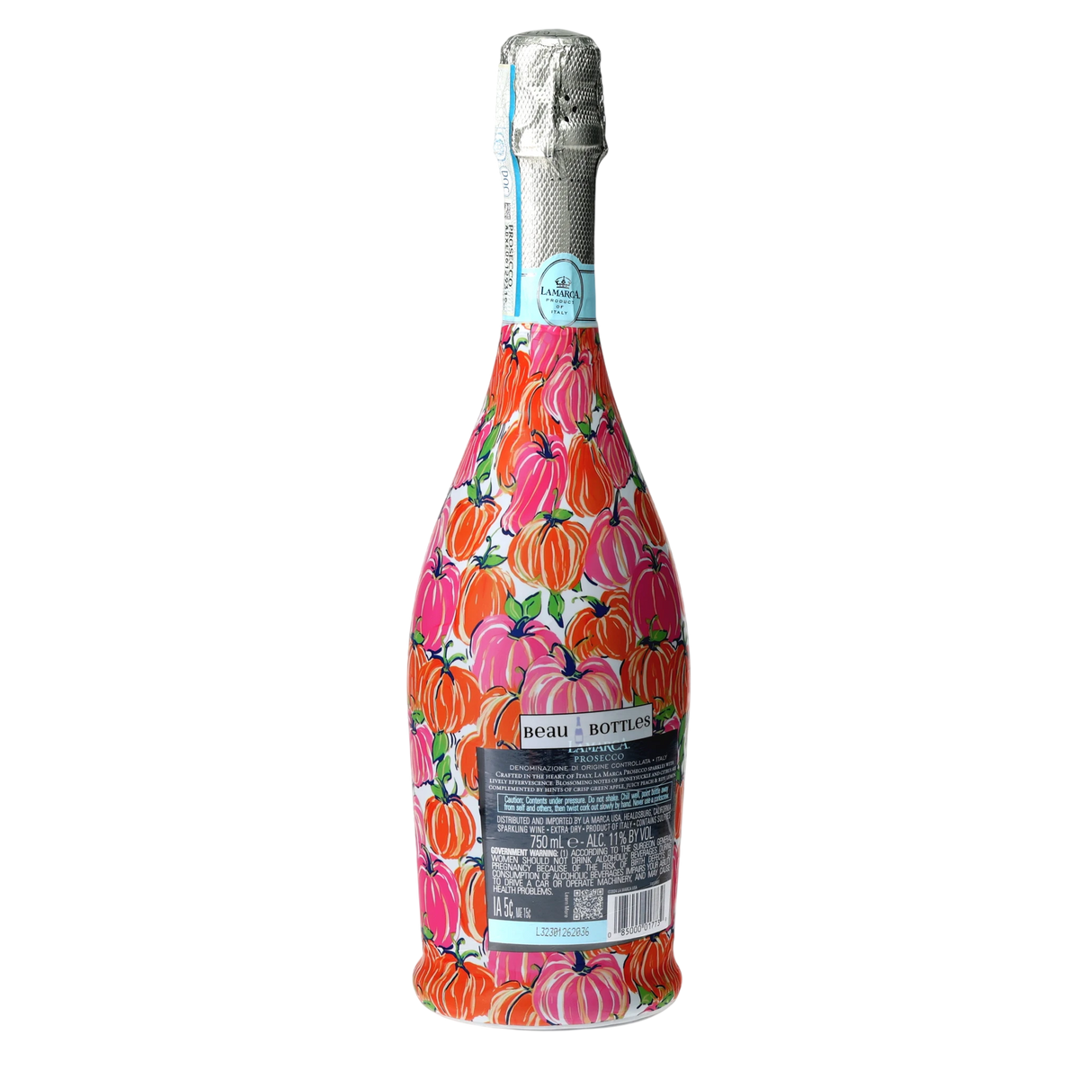 Pink & Orange Pumpkins Prosecco Bottle Wrap