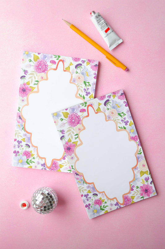 Whimsical floral border notepad